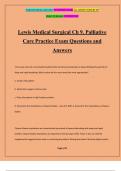 Lewis Medical Surgical Ch 9. Palliative Care Practice Exam Questions and Answers