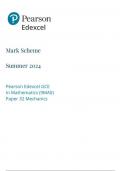 Pearson Edexcel GCE In Mathematics (9MA0) Paper 32 Mechanics Mark scheme June 2024