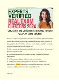 UHC Ethics and Compliance Test 2020 Review/ Q&A/ A+ Score Solution.