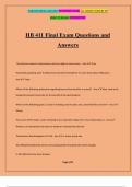 HB 411 Final Exam Questions and Answers