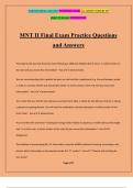 MNT II Final Exam Practice Questions and Answers