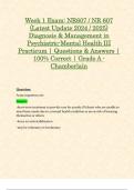 Midterm & Final Exam Week 1 - 8: NR607 / NR 607 Diagnosis & Management in Psychiatric-Mental Health III Practicum Exam (Latest 2024 / 2025 Updates STUDY BUNDLE WITH COMPLETE SOLUTIONS) | 100% Correct | Grade A - Chamberlain