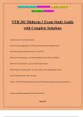 NTR 301 Midterm 1 Exam Study Guide with Complete Solutions