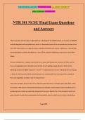 NTR 301 NCSU Final Exam Questions and Answers