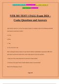 NTR 301 TEST 1 FALL Exam 2024 – Cooke Questions and Answers