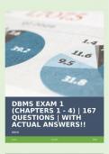 DBMS EXAM 1 (CHAPTERS 1 - 4) | 167 QUESTIONS | WITH ACTUAL ANSWERS!!