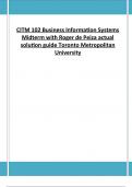 CITM 102 Business Information Systems Midterm with Roger de Peiza actual solution guide Toronto Metropolitan University 