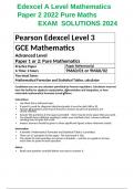 Edexcel A Level Mathematics Paper 2 Pure Maths EXAM SOLUTIONS 2024