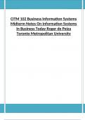 CITM 102 Business Information Systems Midterm Notes On Information Systems In Business Today Roger de Peiza Toronto Metropolitan University