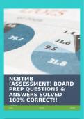 NCBTMB (ASSESSMENT) BOARD PREP QUESTIONS & ANSWERS SOLVED 100% CORRECT!!