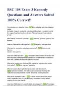 BSC 108 Exam 3 Kennedy Questions and Answers Solved