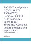 FAC1503 Assignment 6 (COMPLETE ANSWERS) Semester 2 2024 - DUE 24 October 2024; 100% TRUSTED Complete, trusted solutions and explanations.