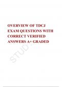 OVERVIEW OF TDCJ EXAM QUESTIONS WITH CORRECT VERIFIED ANSWERS A+ GRADED