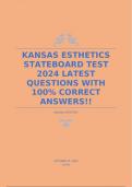 KANSAS ESTHETICS STATEBOARD TEST 2024 LATEST QUESTIONS WITH 100% CORRECT ANSWERS!!