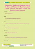 Memmler's The Human Body in Health  & Disease Chapter 14 Questions and  Correct Answers the Latest Update and  Recommended Version