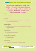 Memmler's The Human Body 14th  Edition - Chapter 4: Tissues, Glands,  and Membranes Questions and Correct  Answers the Latest Update and  Recommended Version