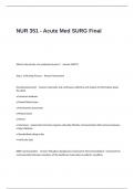 NUR 351 - Acute Med SURG Final Exam Questions and Answers