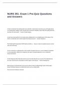 NURS 351- Exam 1 Pre-Quiz Questions and Answers