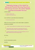 Pathophysiology of the Adult for  Advanced Practice Nursing Questions  and Correct Answers the Latest Update  and Recommended Version