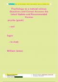 Psychology as a natural science Questions and Correct Answers the  Latest Update and Recommended  Version