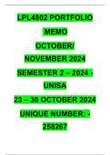 LPL4802 PORTFOLIO MEMO - SEMESTER 2 - 2024 - OCTOBER/NOVEMBER - UNISA  - DUE DATE :- 23 -30 OCTOBER 2024 (FULLY REFERENCED! DISTINCTION GUARANTEED!)