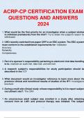 ACRP-CP CERTIFICATION EXAM QUESTIONS AND ANSWERS 2024