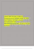 Latest 2024 October # Week 9 ComprehensiveI HUMAN CASE 65 YEAR OLD FEMALE PATIENT (CLASS 6531)REASON FOR ENCOUNTER:SLEEPING, Exams of Health sciences