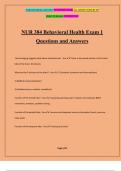 NUR 384 Behavioral Health Exam 1 Questions and Answers