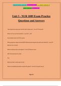 Unit 3 - NUR 1009 Exam Practice Questions and Answers