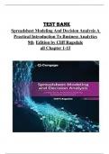 TEST BANK for Spreadsheet Modeling And Decision Analysis A Practical Introduction To Business Analytics 9th Edition by Cliff Ragsdale all Chapter 1-15 fully covered, ISBN:9780357132098