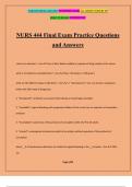 NURS 444 Final Exam Practice Questions and Answers