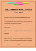 NURS 4600 Pharm - Exam 4 Anesthesia Study Guide