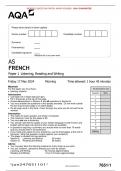 AQA JUNE 2024 AS FRENCH Paper 1 Listening, Reading and Writing MERGED QUESTION PAPER> MARK SCHEME> 100% GUARANTEE 