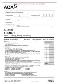 AQA JUNE 2024 A-level FRENCH Paper 1 Listening, Reading and Writing MERGED QUESTION PAPER> MARK SCHEME> 100% GUARANTEE 