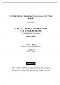 Solutions Manual and Test Bank forEarly Literacy in Preschool and Kindergarten A Multicultural Perspective 4th Edition by Janice Beaty, Linda Pratt