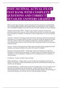 Bundle For INMT 341 FINAL ACTUAL EXAM TEST BANK WITH COMPLETE QUESTIONS AND CORRECT DETAILED ANSWERS GRADED A+