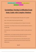 Gerontology Nursing Certification Exam Study Guide with Complete Solutions