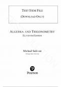 Test Bank - for Algebra and Trigonometry  11th Edition by Michael Sullivan, All Chapters 1-15 |Complete Guide A+