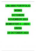 LML4806 PORTFOLIO MEMO - SEMESTER 2 - 2024 - OCTOBER/NOVEMBER - UNISA  - DUE DATE :- 24 OCTOBER 2024 (FULLY REFERENCED! DISTINCTION GUARANTEED!) 