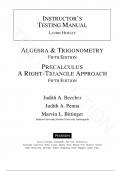 Solution Manual for Precalculus: A Right Triangle Approach 5th Edition by Marvin Bittinger, Judith Beecher, Judith Penna, All Chapters.