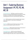 Unit 1 - Exploring Business  Assignment 1 P1, P2, P3, M1,  M2, D1