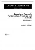 Test Bank for Educational Research: Fundamentals, Principles, and Methods 8th Edition by James H McMillan