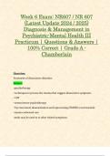 Week 6 Exam: NR607 / NR 607 (Latest Update 2024 / 2025) Diagnosis & Management in Psychiatric-Mental Health III Practicum | Questions & Answers | 100% Correct | Grade A - Chamberlain