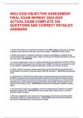 WGU D220 OBJECTIVE ASSESSMENT  FINAL EXAM NEWEST 2024-2025  ACTUAL EXAM COMPLETE 320  QUESTIONS AND CORRECT DETAILED  ANSWERS