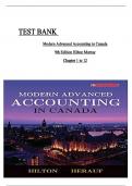 Modern Advanced Accounting In Canada 9th Edition by Hilton Murray Test Bank All chapters ISBN: 9781259654695