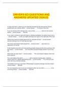  DRIVER'S ED QUESTIONS AND ANSWERS UPDATED 2024/25.