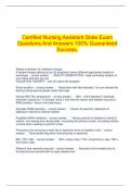   Certified Nursing Assistant State Exam Questions And Answers 100% Guaranteed Success.