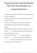 BCAT Test 2 Exam Questions and Answers 100% Solved