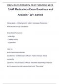 BKAT Medications Exam Questions and Answers 100% Solved