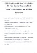 C.A State Elevator Mechanic Study Guide Exam Questions and Answers 100% Pass